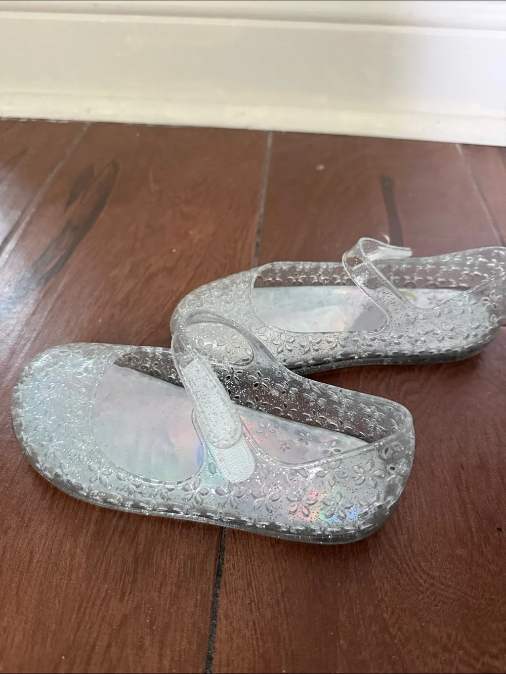 Kids Sparkle Mary Jane Shoes - clear Holographic